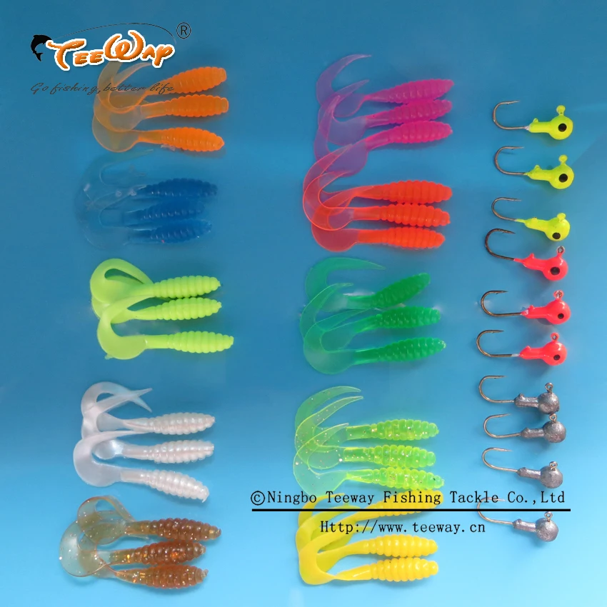 

40 soft bait small 10 lead head hook lure combination set soft fishing lure set soft bait fishing tackle Fishing tool