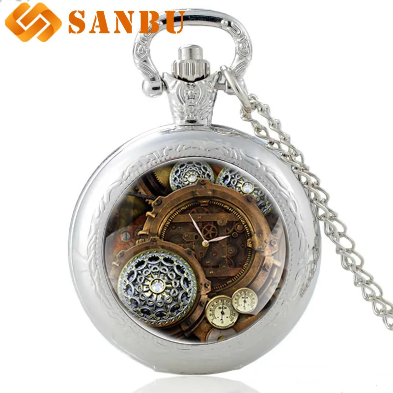 Античная бронза стимпанк карманные часы Винтаж Для мужчин Для женщин скелет ожерелье в стиле панк с подвеской кварцевые часы