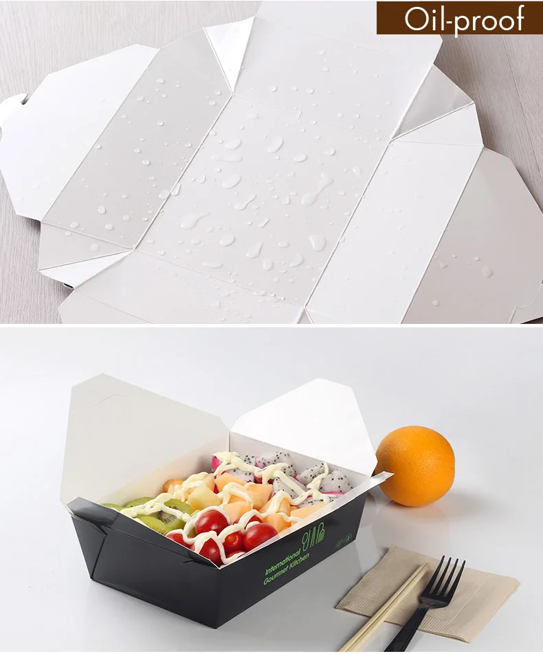 500 шт для гурманов кухня одноразовая пища контейнеры бумажная упаковочная коробка еда для магазин фастфуда поставщик ресторана