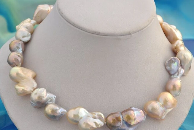 

huij 001525 baroque pink purple reborn keshi pearl necklace