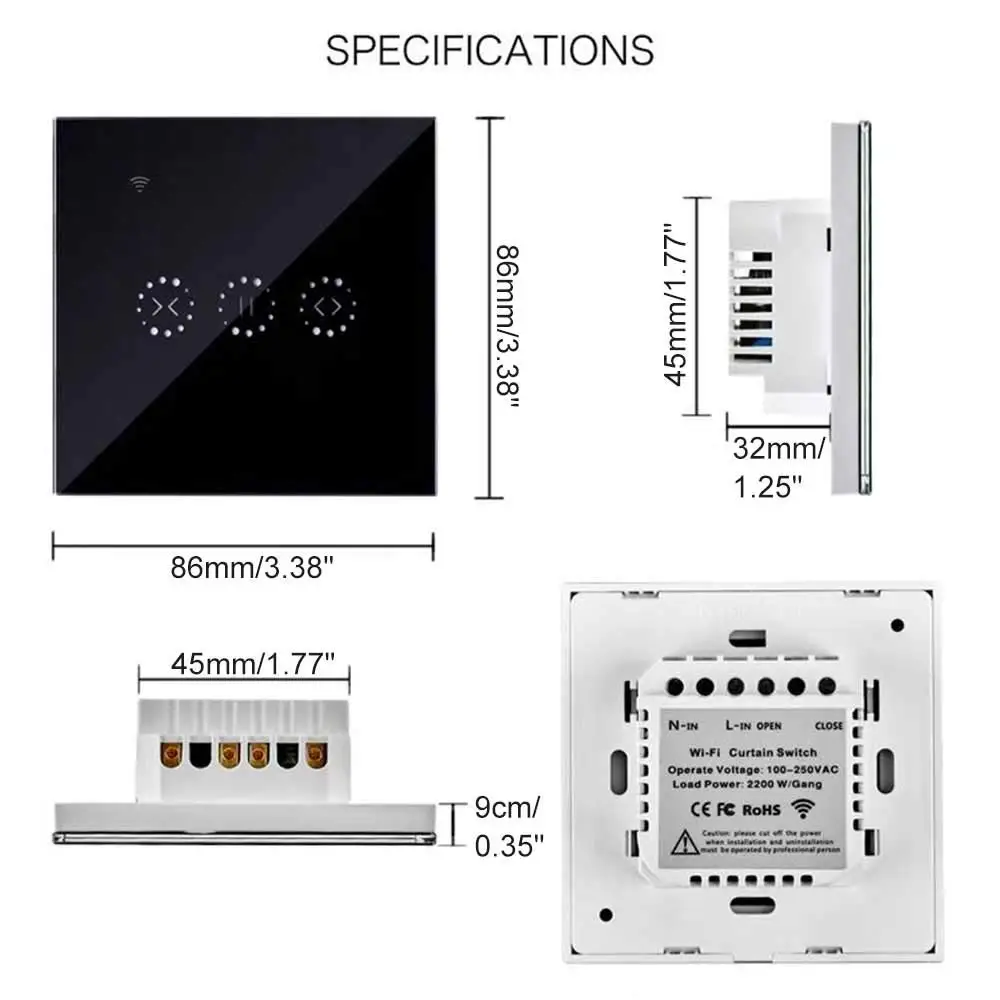 Smart Shutter 2.4Ghz Wifi Curtain Switch Touch Control Wall Switch works with Alexa / Google Home for Curtain Roller Motor Door Smart Shutter 2.4Ghz Wifi Curtain Switch Touch Control Wall Switch works with Alexa / Google Home for Curtain Roller Motor Door