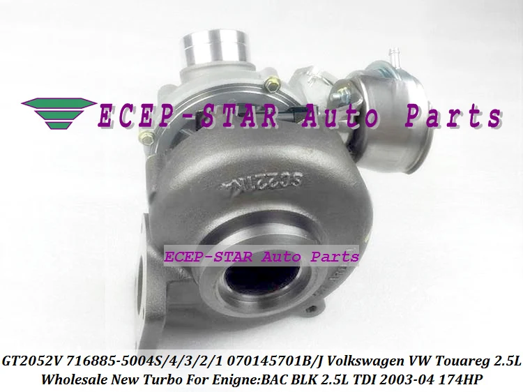 GT2052V 716885-5004S 716885 716885-0002 070145701B 070145701J Turbo For Volkswagen VW Touareg 2003-04 BAC BLK 2.5L TDI 174HP (4)