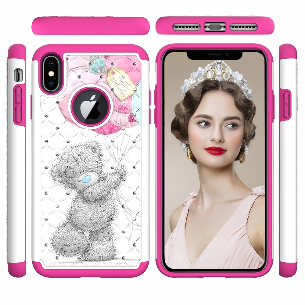 Милый блестящий чехол 2 в 1 с изображением бабочки и совы для IPhone X XS Max XR 7 8 P, мягкий силиконовый чехол для телефона
