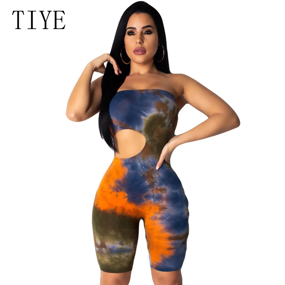 TIYE Tie Dye Print Sexy Off Shoulder Playsuits Backless Shorts Bodysuit Summer Hollow Out Overalls Rompers Womens Jumpsuit TIYE Tie Dye Print Sexy Off Shoulder Playsuits Backless Shorts Bodysuit Summer Hollow Out Overalls Rompers Womens Jumpsuit