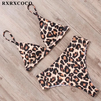 

RXRXCOCO Thong Bikini Push Up women's swimming suit Swimwear Women Bikinis Set High Waist Bikini swimsuit women Bathing Suit