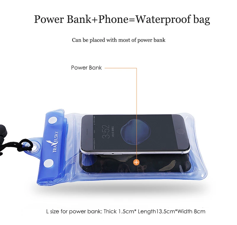  6.2 Inch Float Airbag Waterproof Swimming Bag Mobile Phone Case Cover Dry Pouch Universal Diving Dr - 32866514787