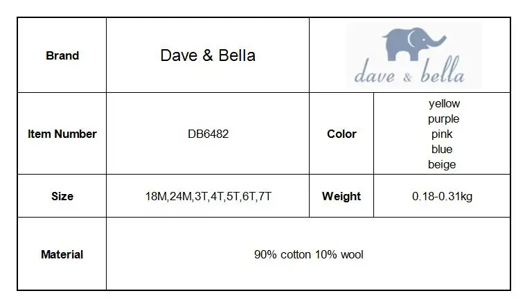 DB6482 Dave Bella Осень младенческой для маленьких девочек шерстяной пуловер Топы корректирующие дети лолита одежда детей малышей вя