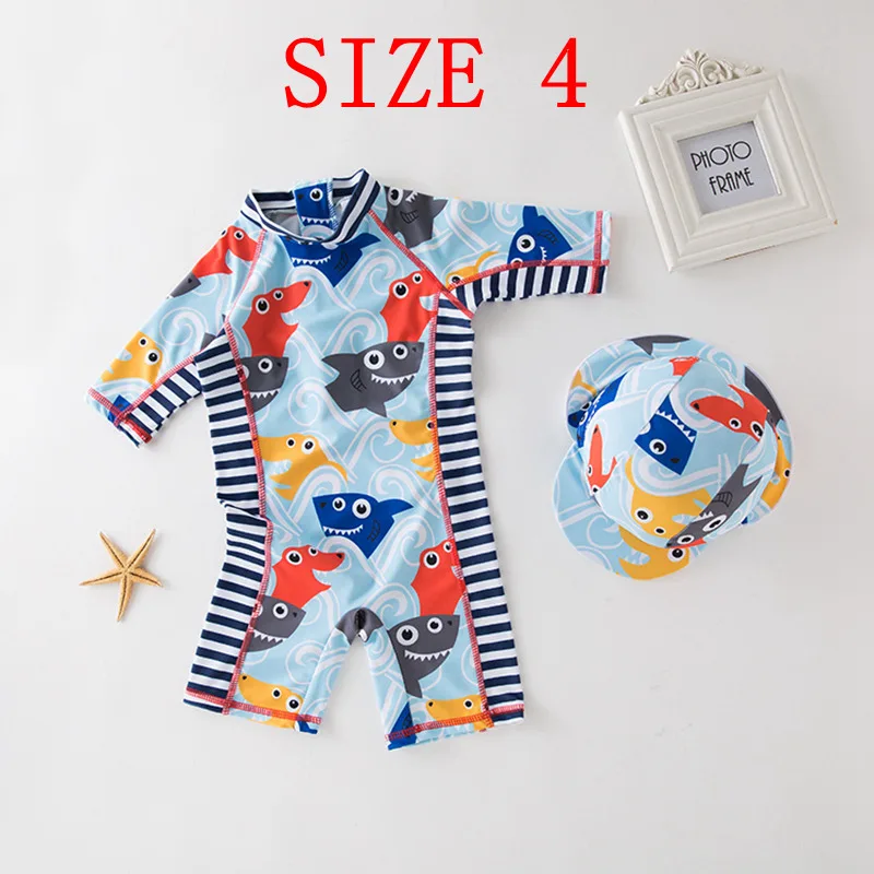 SIZE 4 Shark Детские купальники, летний купальный костюм с изображением пингвина и динозавра, Младенцы Малыши Дети, купальный костюм для маленьких мальчиков, банная одежда - Color: SIZE 4 Shark