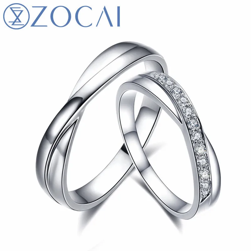 

ZOCAI ENCOUNTER 0.12 CT CERTIFIED H / SI DIAMOND HIS AND HERS WEDDING BAND RINGS SETS ROUND CUT 18K WHITE GOLD Q00440AB