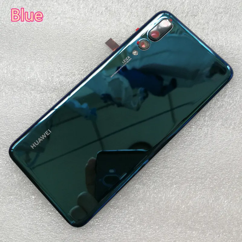 Новая задняя крышка из закаленного стекла для huawei P20 Pro, запасные части, задняя крышка для батареи, корпус+ рамка для камеры+ крышка для вспышки - Цвет: Blue