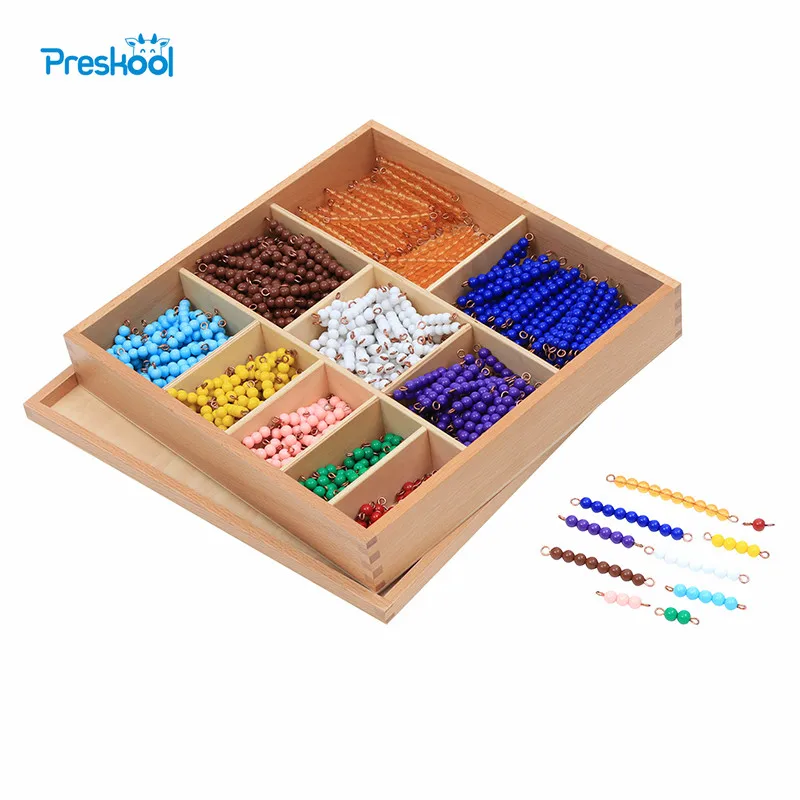  Baby Toy Montessori Math 9 Colors Beads Bead Decanomial with Box Early Childhood Education Preschoo