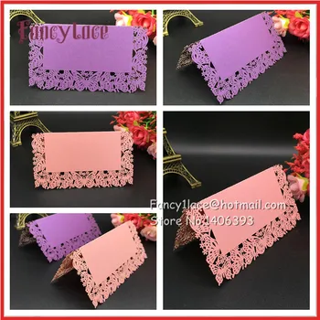 

50PCS Lace Flower Butterfly Wedding Table Card Seat Escort Card, Laser Cut Lace Invitation Card Paper Craft Wedding Party Favors