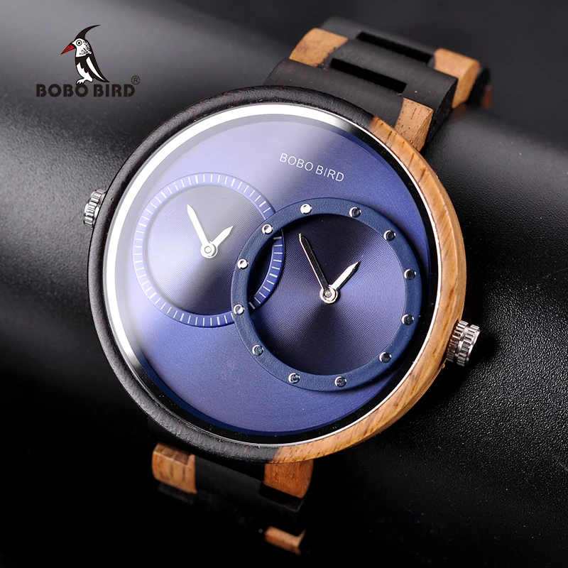 BOBO BIRD Luxury Loves Watch relogio feminino Special Color Combination Wood Watches Minimalist Design Two Time Zone Idea Gifts