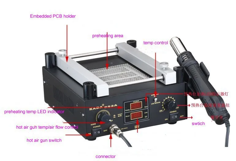 KADA 853A 110 v/220 V SMD паяльная станция для разогрева инфракрасных лучей фена