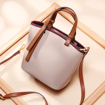 

Genuine Leather Cow Leather Women Bag Luxury Brands Designer Fashion feminina Shoulder Bag Casual Tote Messenger Bag bolsas 2019