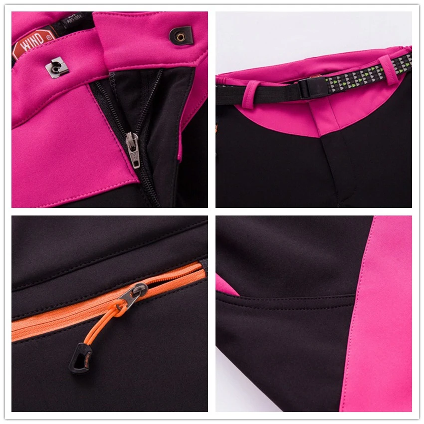 JACKSANQI las mujeres de lana de invierno Softshell pantalones térmico impermeable de deportes al aire libre senderismo esquí Pantalones mujer RA032