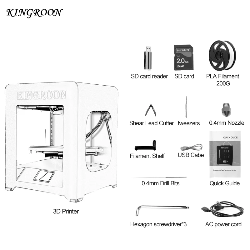 KINGROON 3d принтер размера плюс металлический TFT сенсорный экран 3d принтер с 1 кг PLA нитью 2 г sd-карта подарок 3D Impresora принтер