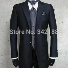 На заказ жених смокинги / черный две кнопки пик атласная нагрудные лучший мужчина дружки мужчины свадьба / пром костюм жениха свадебные мужчин костюм