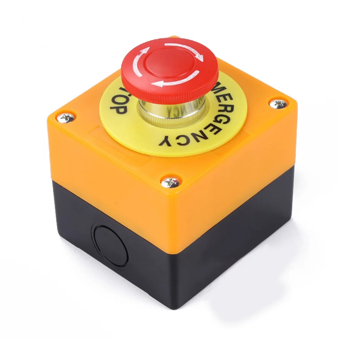Waterproof Red Sign Emergency Stop Mushroom Cap Emergency Stop Push Button Switch NO+NC AC660V/10A