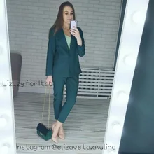 2018 Pure Color Simple Boyfriend Jacket Small Pants Slim Cuff Pant Office Lady Suit Femme Karxige High End Jacket Suit Lady