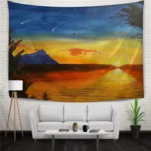 World Sunset Moon Shooting Stars Dusk Scenery Gold Sky Home Decor Hanging Tapestry Throw Yoga Mat Digital Printing Wall Carpet