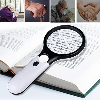 

ANENG 45X Handheld 3 LED Light Magnifier Reading Magnifying Glass Lens Jewelry Loupe