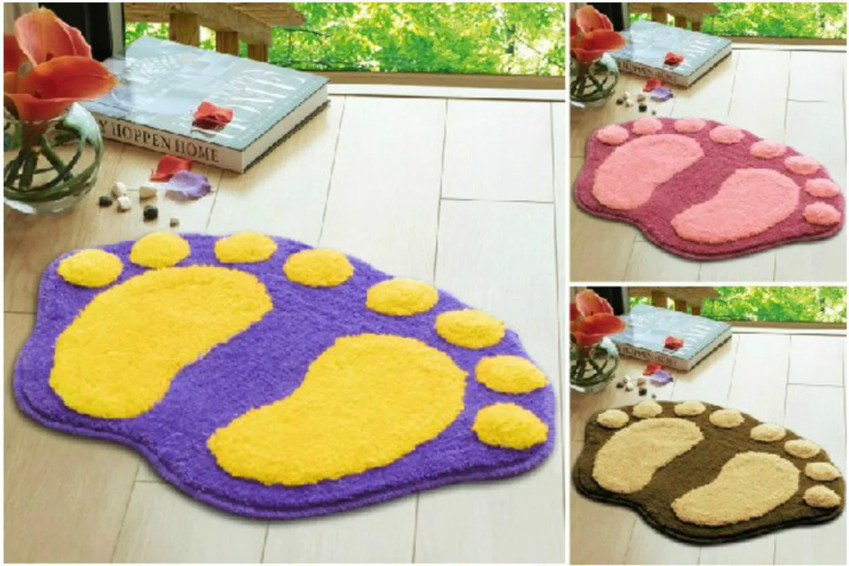 1pc Cute Anti slip Bath Mat Door Mat Bathroom Waste absorbing Big Feet