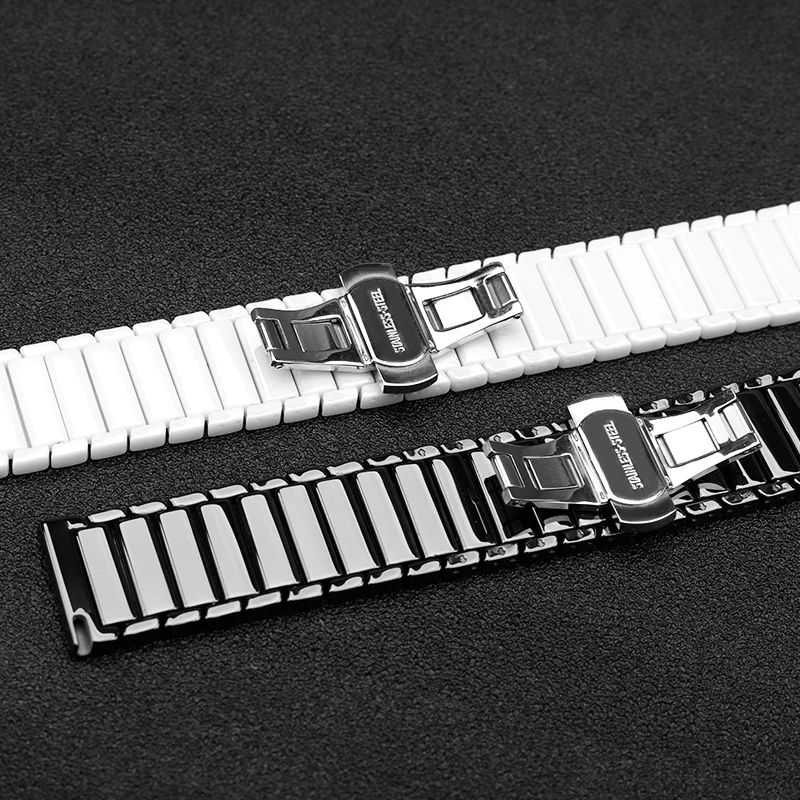 

For TICwatch 2 Ceramic strap adjustable Folding buckle Smooth ceramic replacement strap Compatible band width 20mm watch
