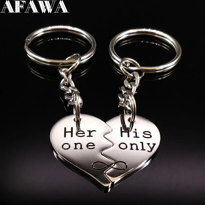 

2019 New Fashion Her One His Only Infinite loop Stainless Steel Keychain for Couple Keychain Jewelry Gift sleutelhanger K77297B