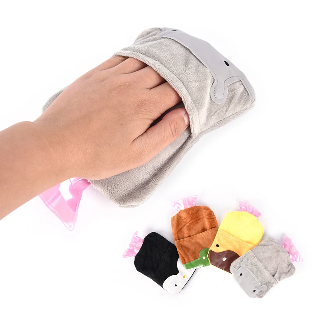 

MENGXIANG Cartoon Animals Hot Water Bottle Bag Winter Baby Kids Hand Feet Warmer Lovely Girls Hot Water Pocket With Plush Cover