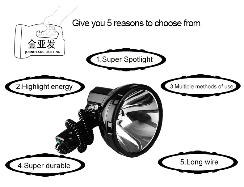 Protable Brilhante Holofotes Escondeu 220 w Xenon Luz Caça Pesquisa 12 v Holofote 35 w 55 w 65 w 75 w 100 w 160 w 5 hid spotlight hunting