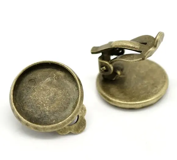 

Free shipping!!! Clip On Earring Findings Bronze Tone pad 14mm,Earrings post,Earring base