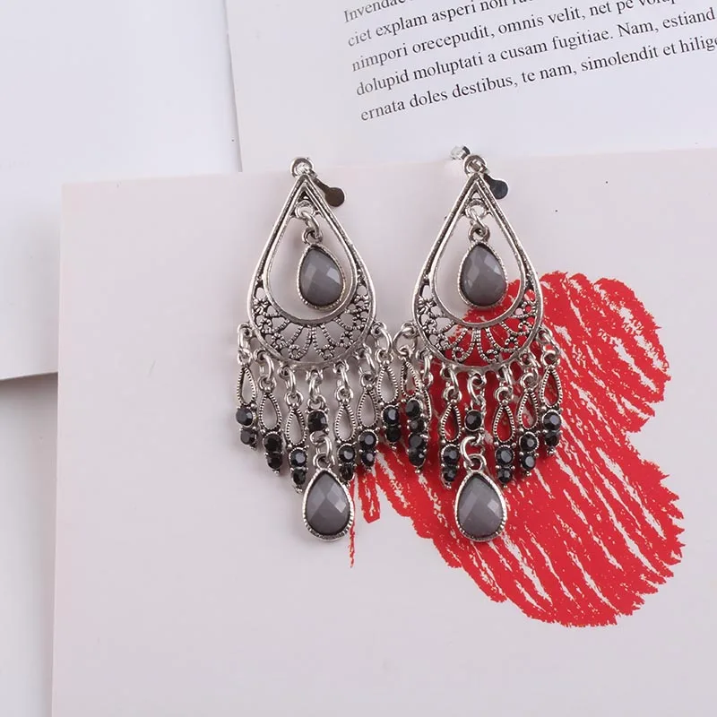 JIOFREE 2018 Fashion Jewelry Wholesale Vintage Bohemia clip on earrings non piercing earrings for women Statement Earrings