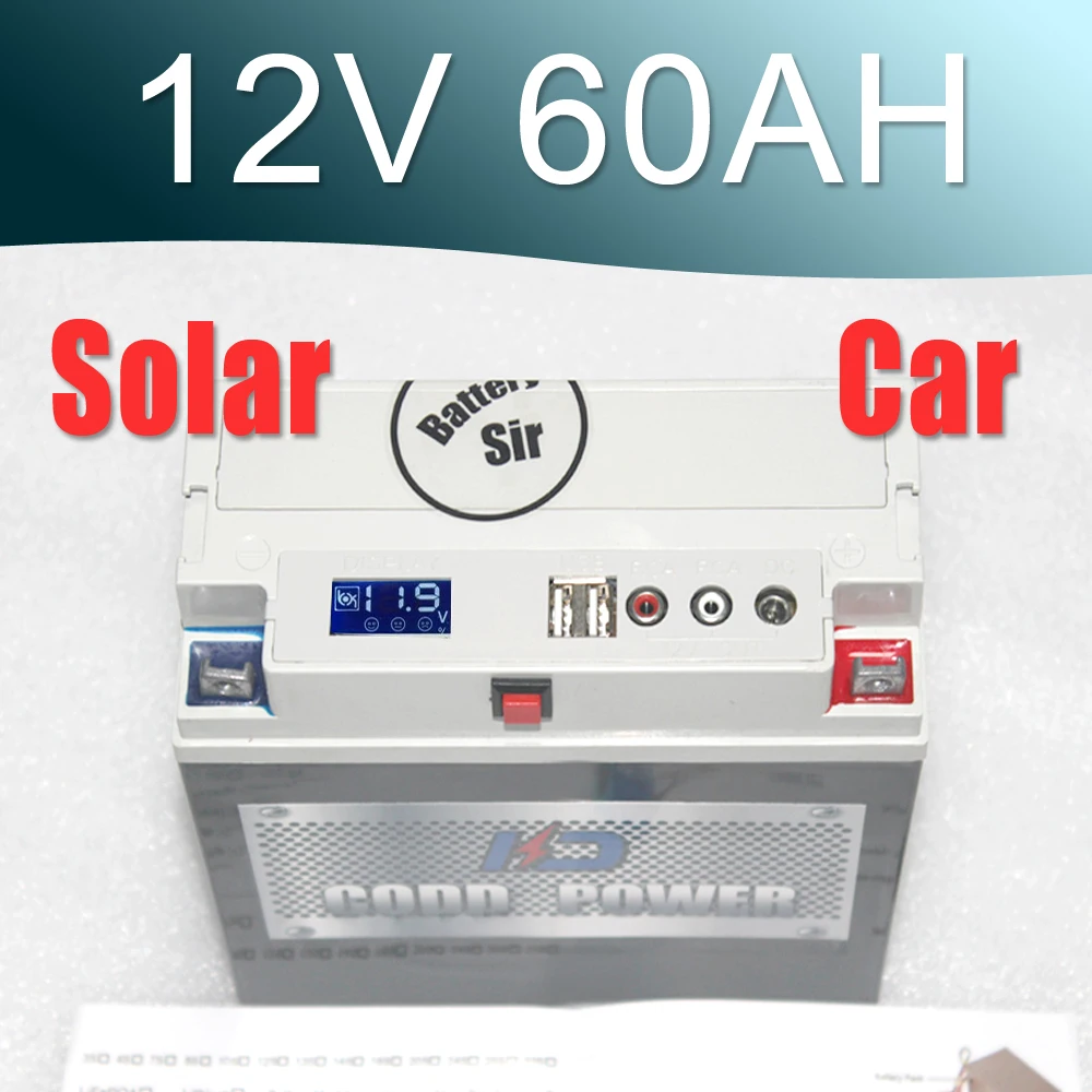 12V lithium ion solar motorcycle jump starter 60AH lithium ion battery