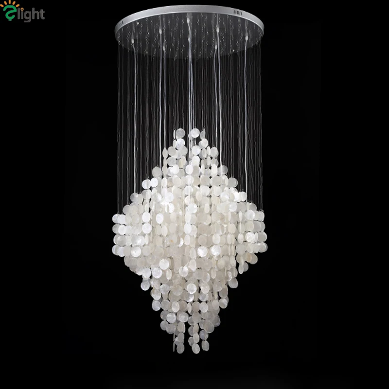 

Modern Simple Rural E27 Led Chandeliers Lamp Lustre Shell Dining Room Led Chandelier Lighting Bedroom Led Hanging Light Fixtures
