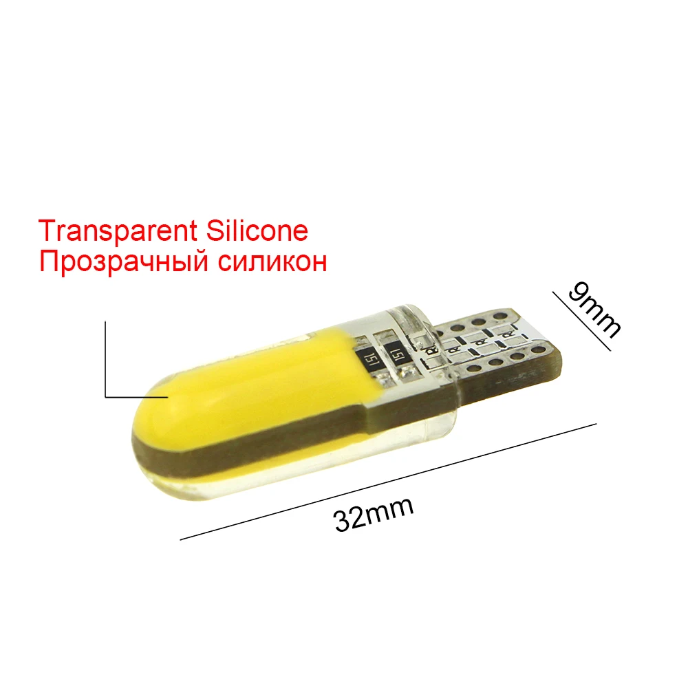 KEIN 10 шт. T10 W5W светодиодный автомобильный внутренний светильник COB силиконовый - Фото №1