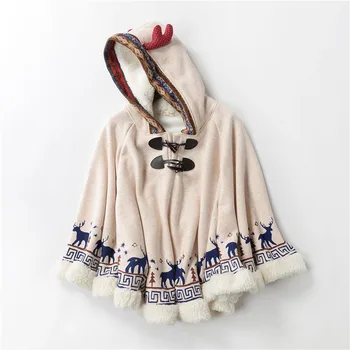 

Japanese Mori Girl Hippie Vintage Deer Boho Manteaux Femme Chaqueta Hoodie Loose Cloak Thick Women Autumn Winter Coat Jacket