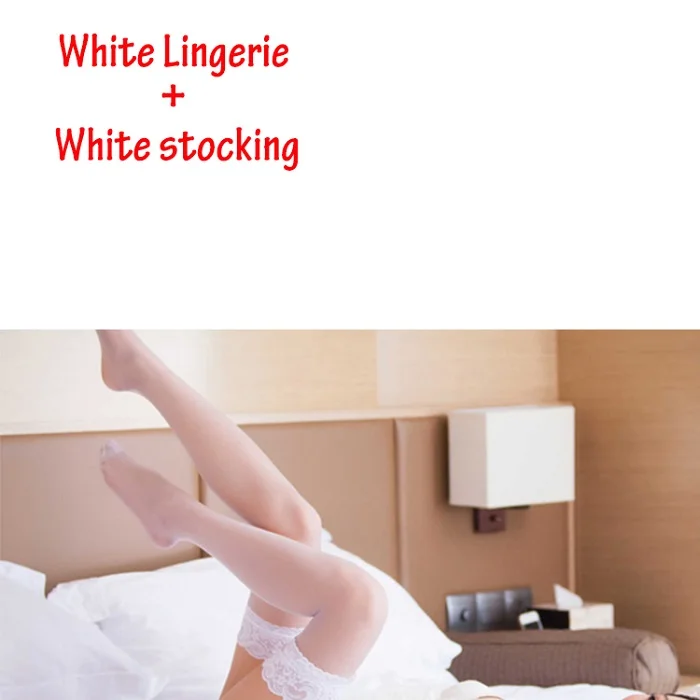 Сексуальное эротическое женское нижнее белье, сексуальная ночная рубашка, кружевные костюмы, нижнее белье, женское нижнее белье - Цвет: White With Socks