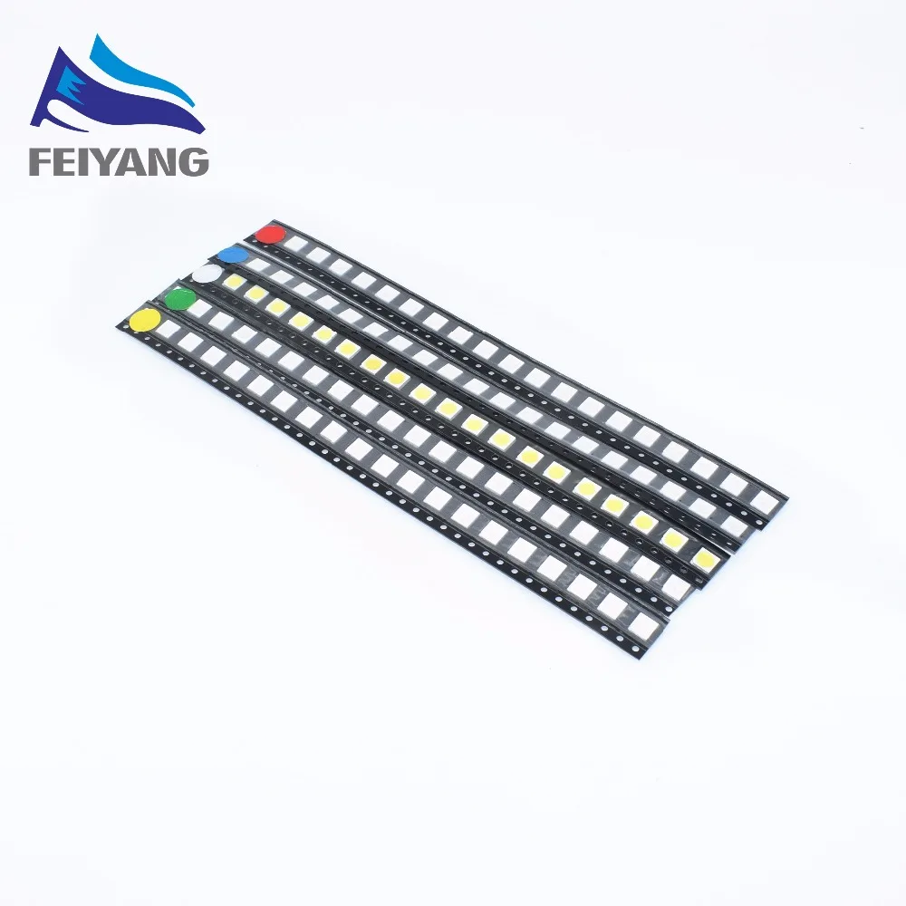 

100PCS/LOT 5050 SMD White Red Blue Green Yellow 20pcs each Super Bright 5050 SMD LED Diodes Package Kit