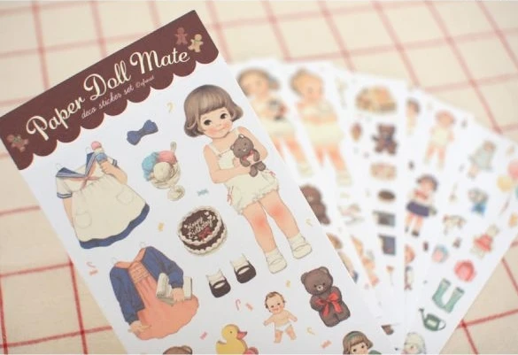 6Pcs/Pack New 2017 Cute Creative Stickers Paper Girl Combination Doll Mate Stationery Sticker H0128