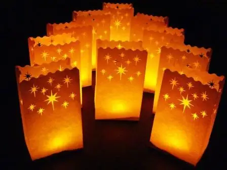 20 Night Stars White Candle Bag Lantern Garden Party Path Deck 20 Night Stars White Candle Bag Lantern Garden Party Path Deck Balconey Luminara Luminarie Wedding Light Decorations In Gift Bags Wring Supplies