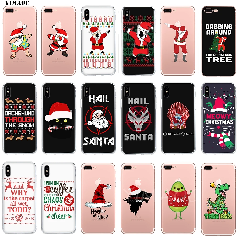 YIMAOC Santa Claus Christmas happy holidays Soft TPU Silicone Case for Apple iPhone 8 7 6 6S Plus X 5 5S SE XS Max XR |