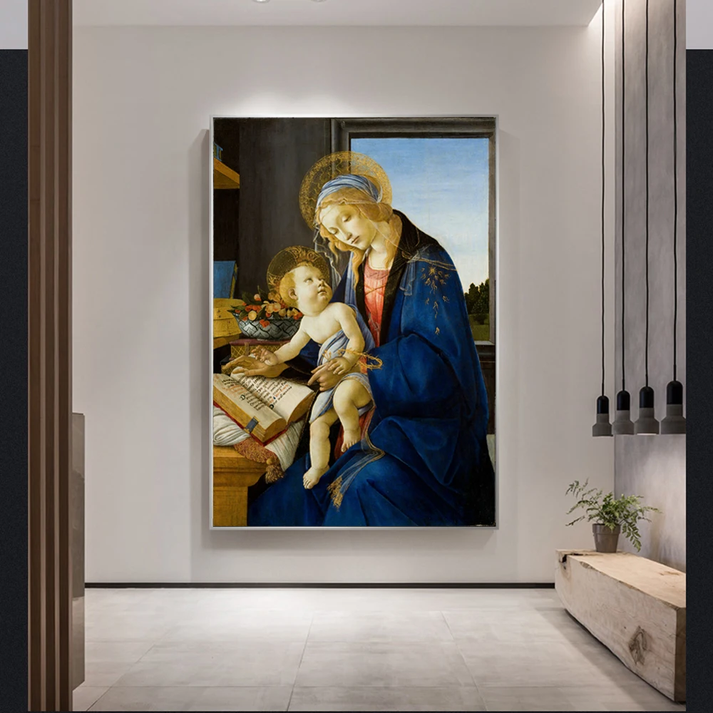 Sandro Botticelli The Virgin and Child Canvas настенные картины Madonna of Book знаменитая картина