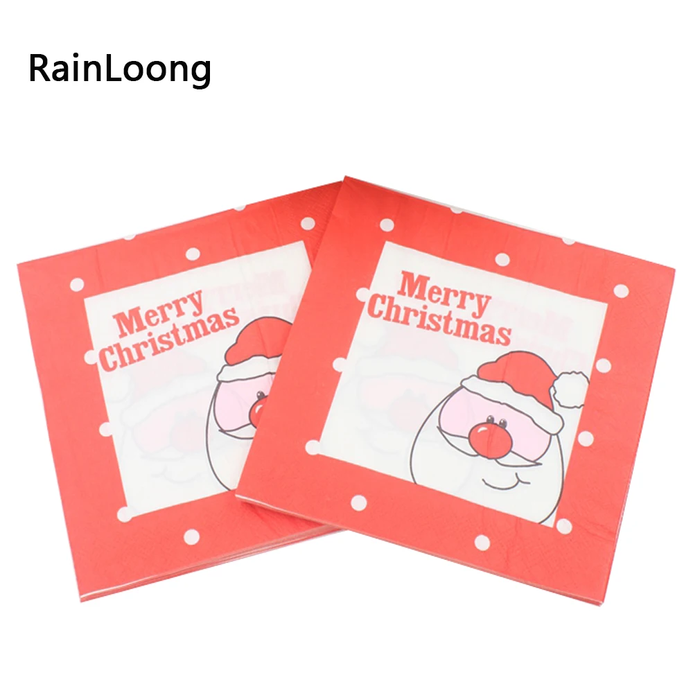 [RainLoong] Санта Бумага салфетки снеговик рождественские украшения Guardanapo 33*33 см 5