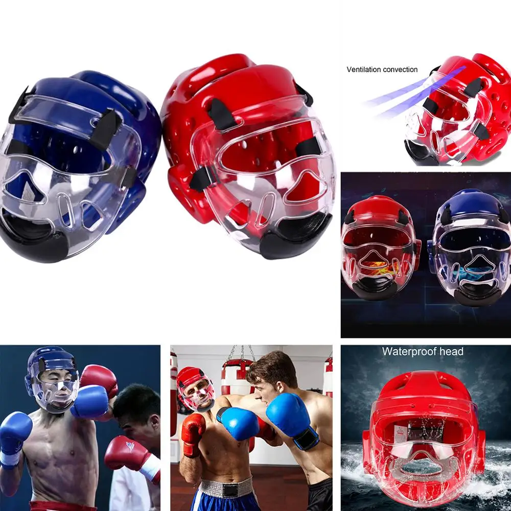 

Adult Children's Karate Taekwondo Headguard Helmet Kickboxing Sanda Head Protection With Mask Training Protector Headgear