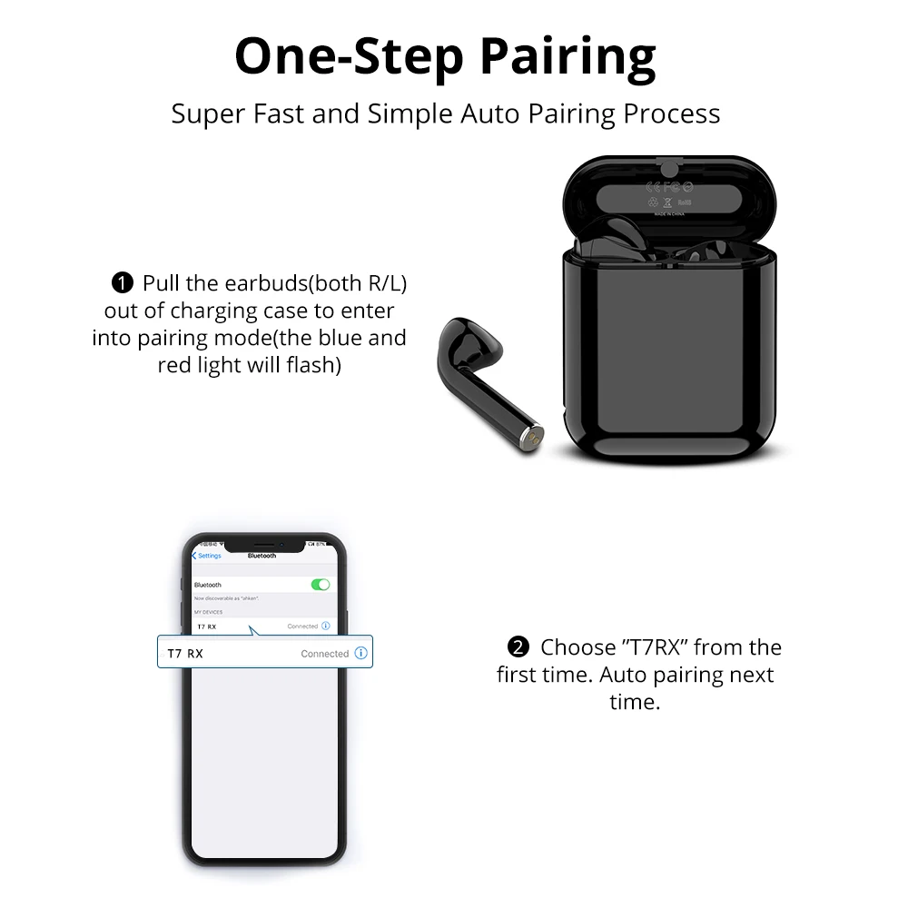 Langsdom T7RX Wireless Earphone for Phone Touch Control Bluetooth Headphone TWS Bluetooth Earbuds w