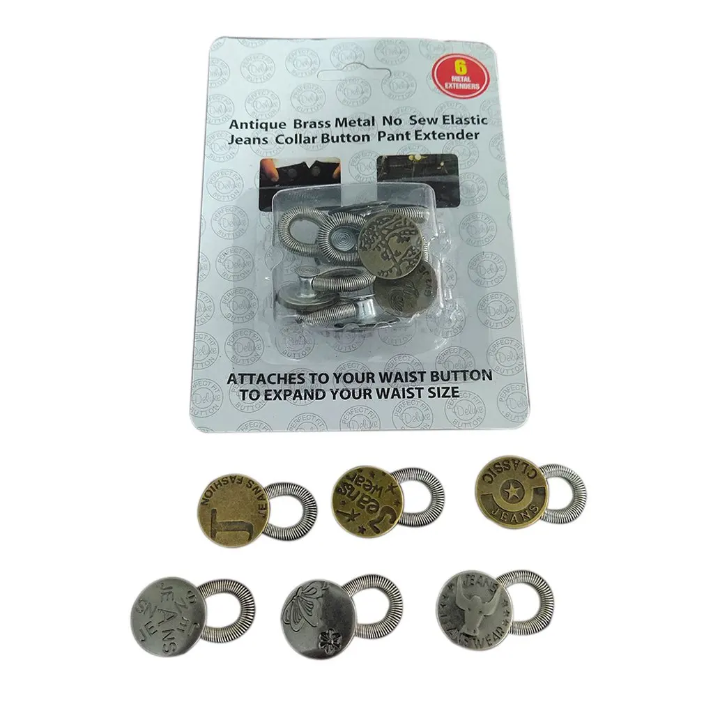 

6pcs Metal Shirt Collar Extenders Stretch Collar Neck Extenders Waistband Expander Buttons Jeans Extension Buttons