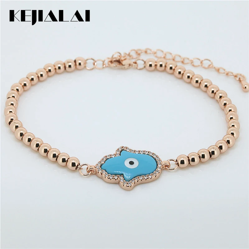 

1pcs 2017 Charm Micro Pave CZ Blue Eye Connector Men Bracelet Brand Anil Arjandas Mix Color Round Bead Women Bracelet