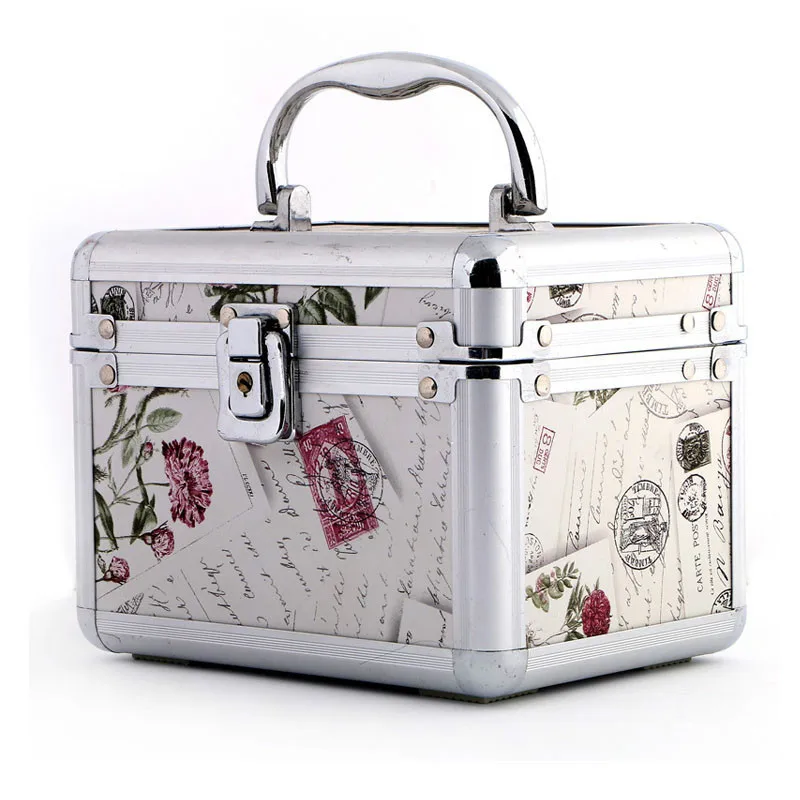 Women Professional Aluminum Makeup Case Portable Travel Jewelry Train Case Cosmetic Organizer Case Box With Mirror Beauty Case