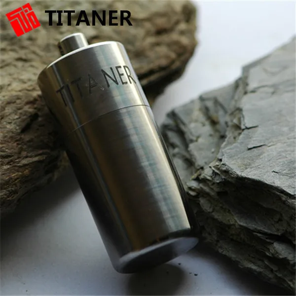 

Outdoor Camping Titaner Titanium Waterproof Tablet Pill Box Medicine Capsule with Key Chain Portable Container/Case Travel Kits